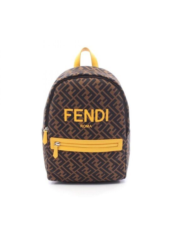 Fendi Backpack Zucca Black Brown Yellow Nylon Leather main image 5